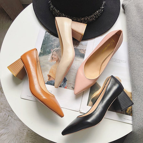 Ladies Elegant and Comfortable Pumps with Stable Block Heels Lune London