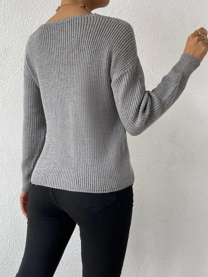 Lune London | Knit Blouse with Folded V-Neck Elegant and Simple