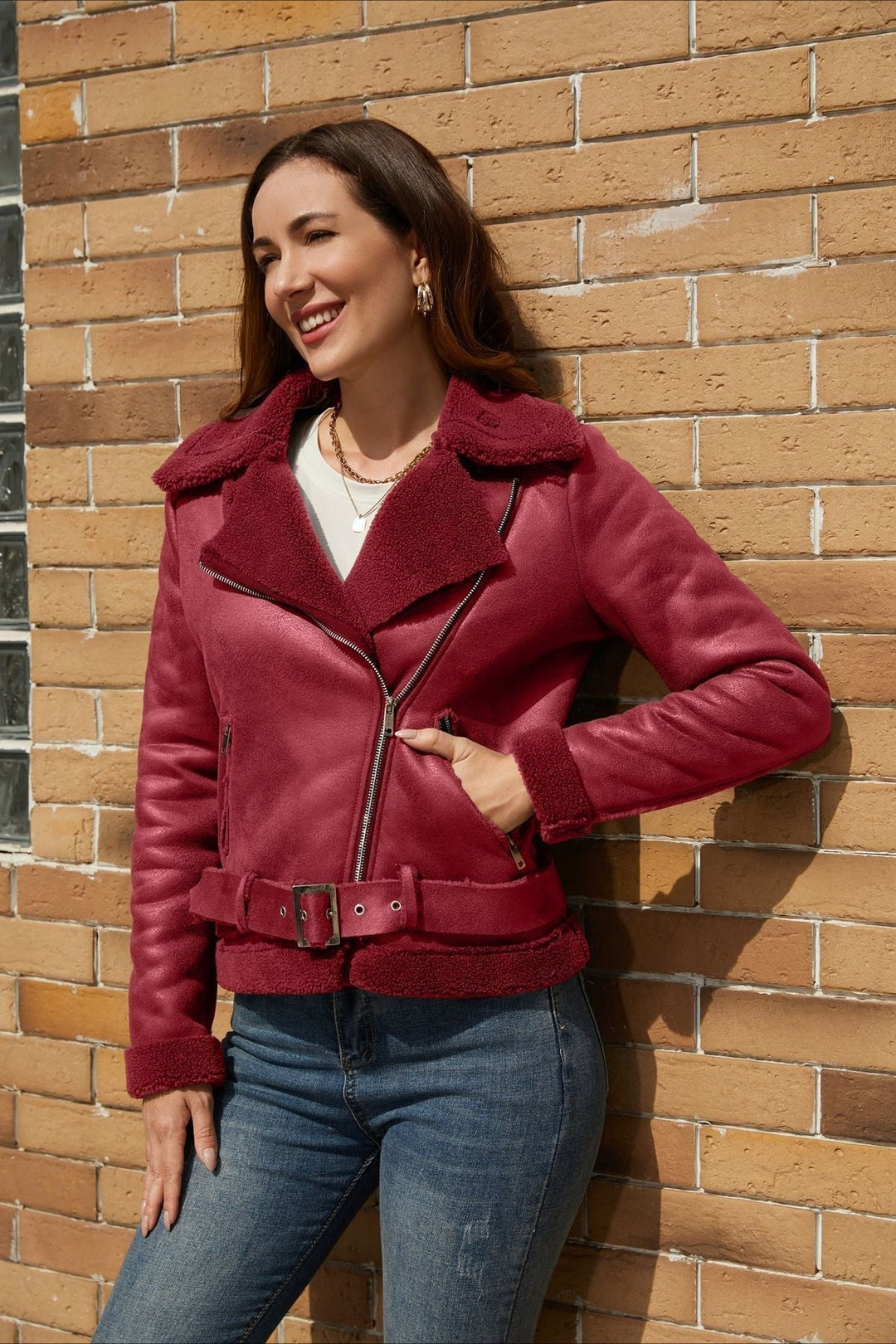 Lune London | Fleece-lined Suede Belted Jacket