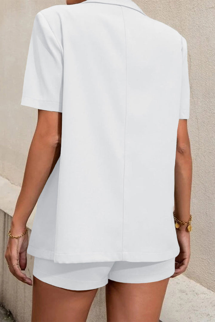 Lune London | Casual Work Solid Color Buttons Turn-down Collar Short Sleeve Two Pieces