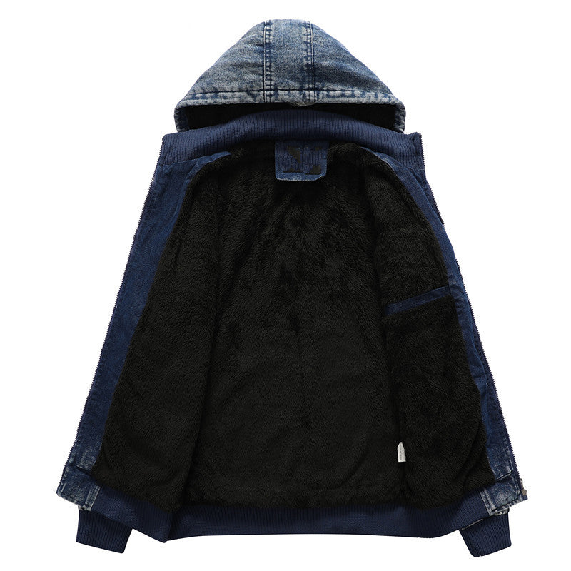 Men's denim jacket with lined hood Lune London