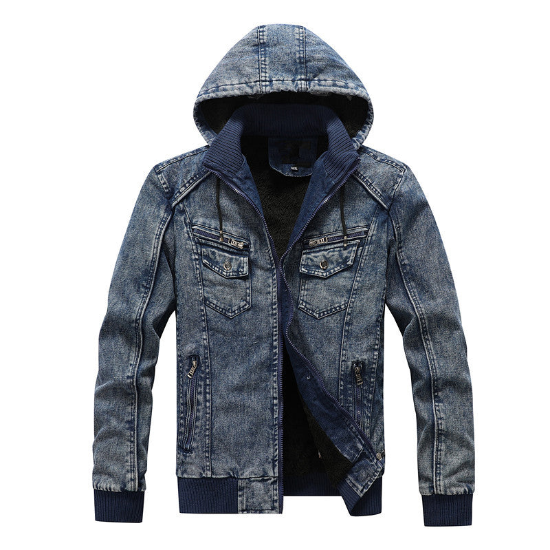 Men's denim jacket with lined hood Lune London