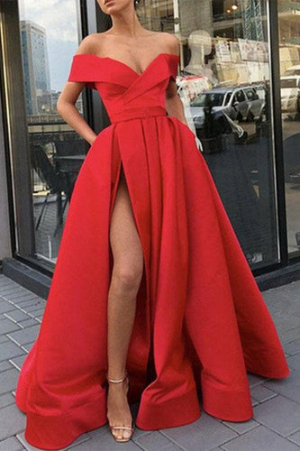 Lune London | Elegant Formal Solid Color Split V-Neck Evening Dress Dresses - 12 Colors
