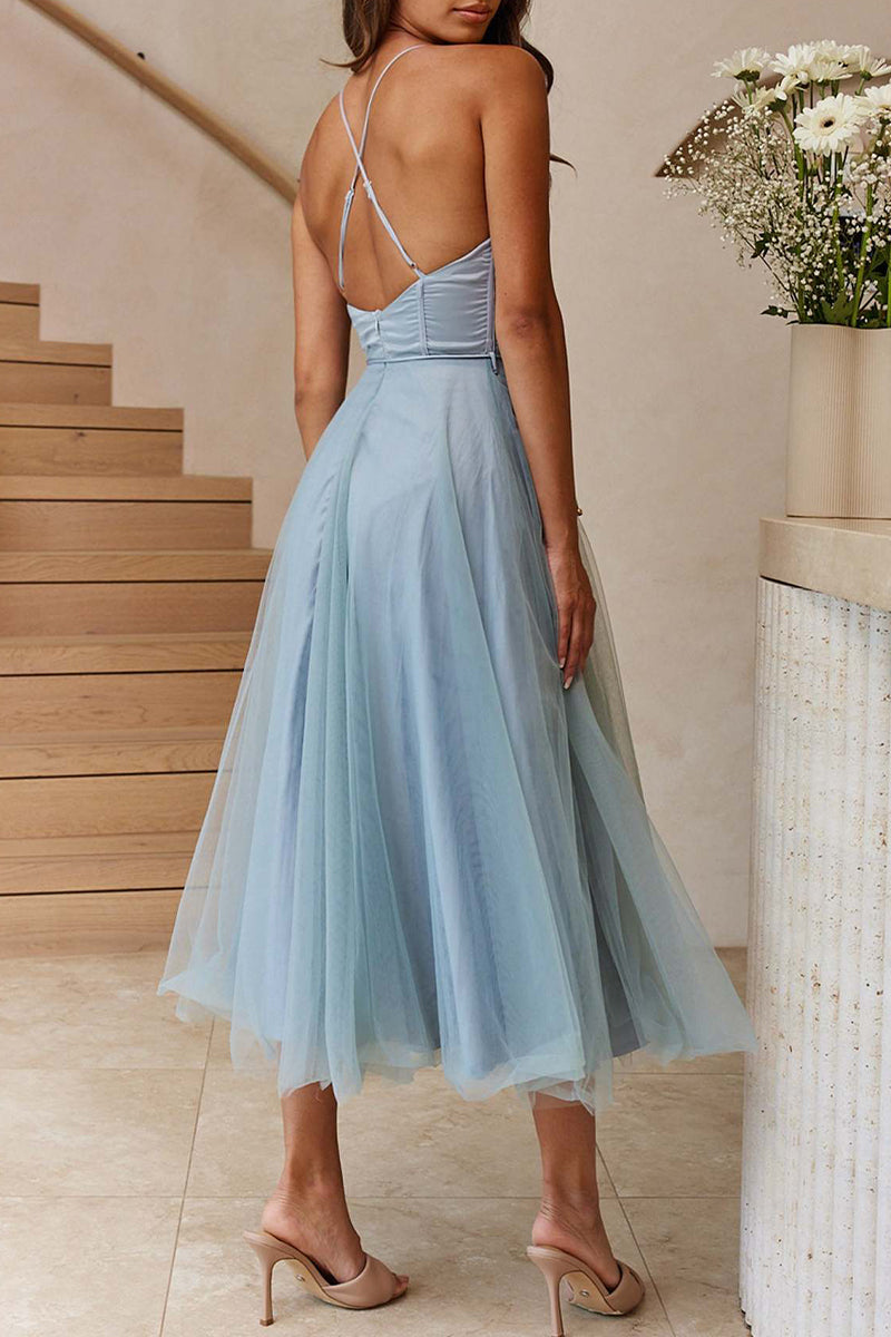 Lune London | Sweet Elegant Solid Color V-Neck Princess Dresses