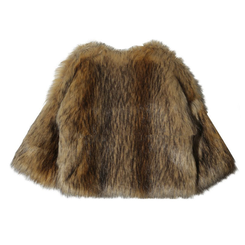 Ladies Glamorous Cropped Fur Jacket with Voluminous Sleeves Lune London