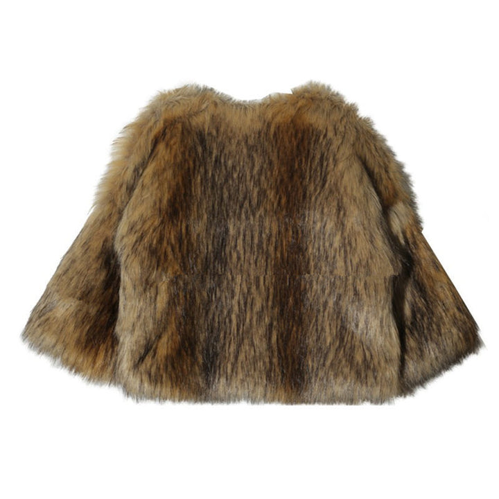 Ladies Glamorous Cropped Fur Jacket with Voluminous Sleeves Lune London