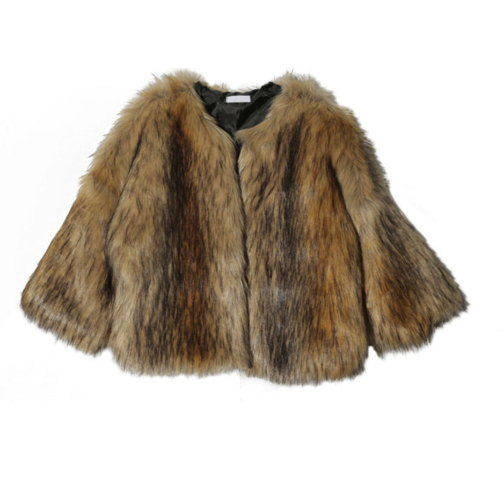 Ladies Glamorous Cropped Fur Jacket with Voluminous Sleeves Lune London