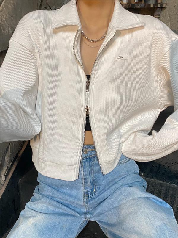 Lune London | Up Crop Jacket in White and Gray