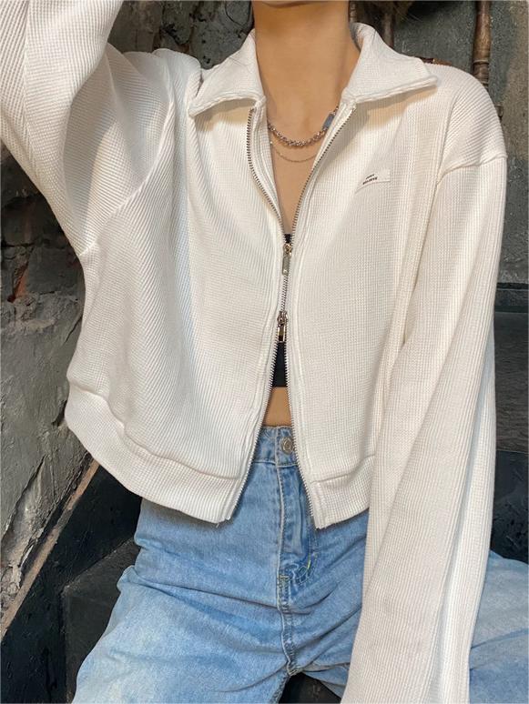 Lune London | Up Crop Jacket in White and Gray