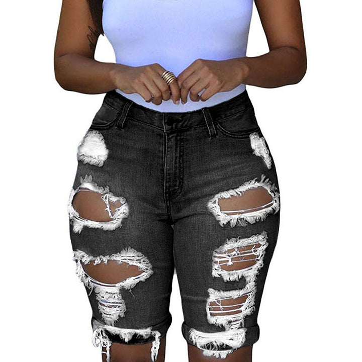 Women's destroyed denim trousers with a casual cut and trendy tear details Lune London