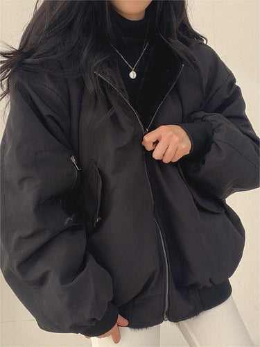 Lune London | Oversized Black Fleece Jacket with Hood