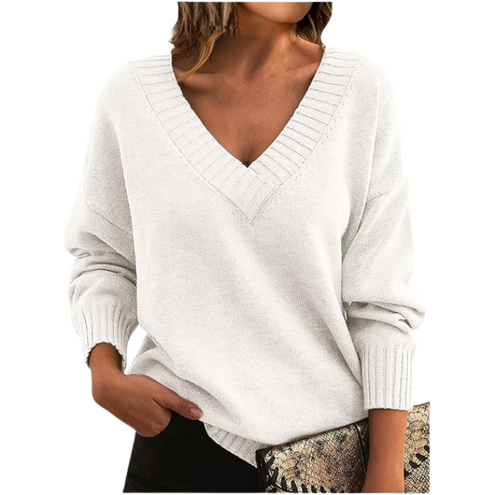 Lune London | V neck sweater - Elegant knit sweater in an oversized style for everyday and office use