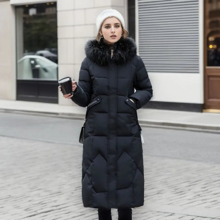 Long winter coat with fur hood