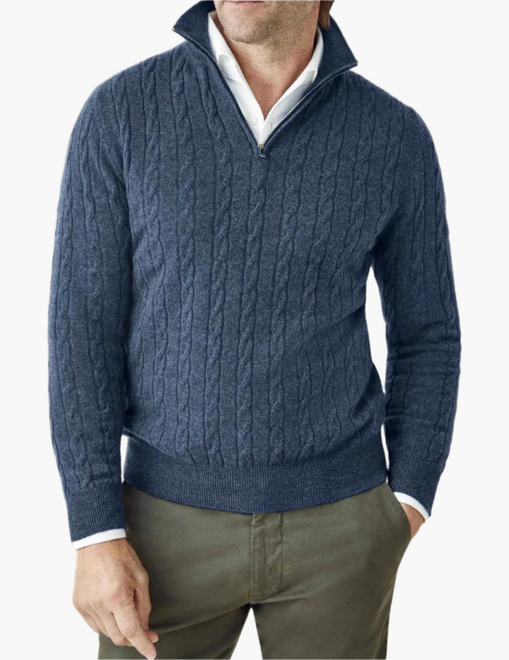 Lune London | Twisted knit sweater with zipper - Elegant sweater for work and leisure