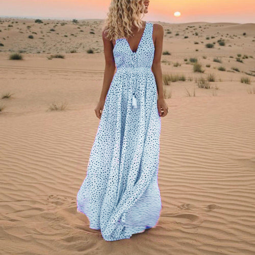 Lune London | Bohemian-Patchwork-Dress with V-neck and A-line In Dots
