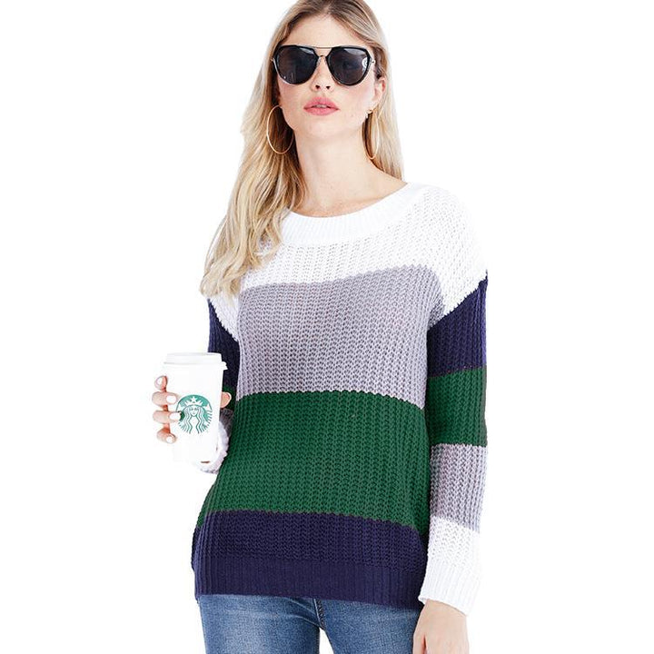 Women's knit pullover with a modern color block design and a relaxed fit Lune London