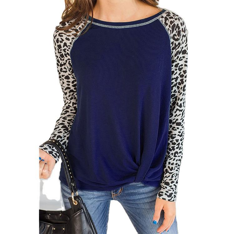 Top for women with an asymmetrical knot design and trendy animal print sleeves Lune London