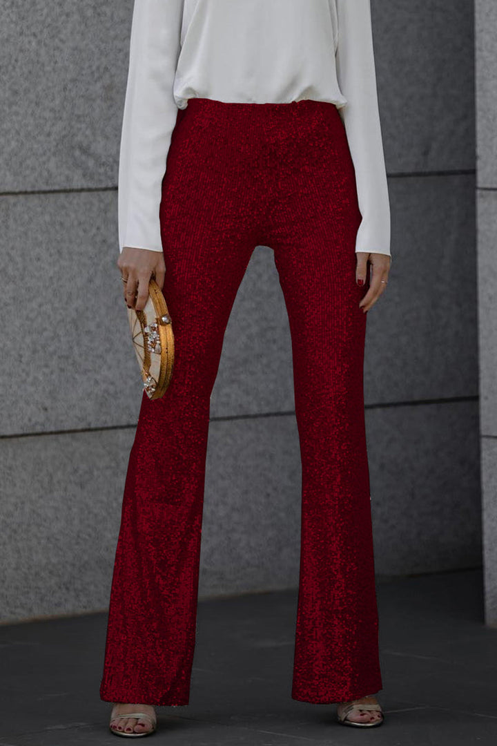 Lune London | Chic Autumn High Waist Sequin Flared Pants for Women