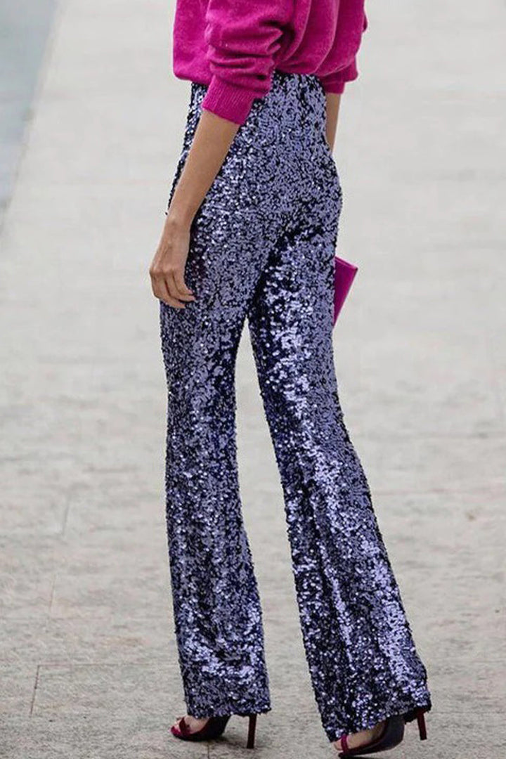 Lune London | Chic Autumn High Waist Sequin Flared Pants for Women
