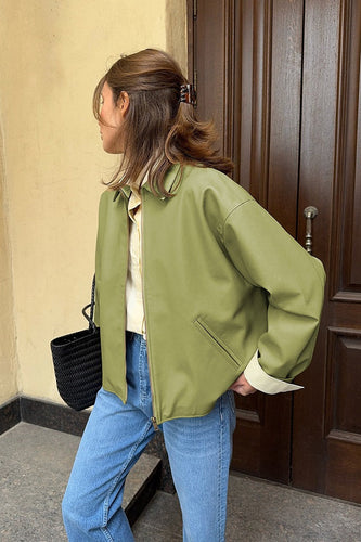Lune London | Tailored green leather pilot jacket