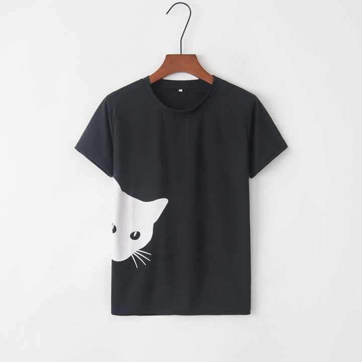 T-shirt femme avec design créatif de chat et coupe décontractée Chic & Stil