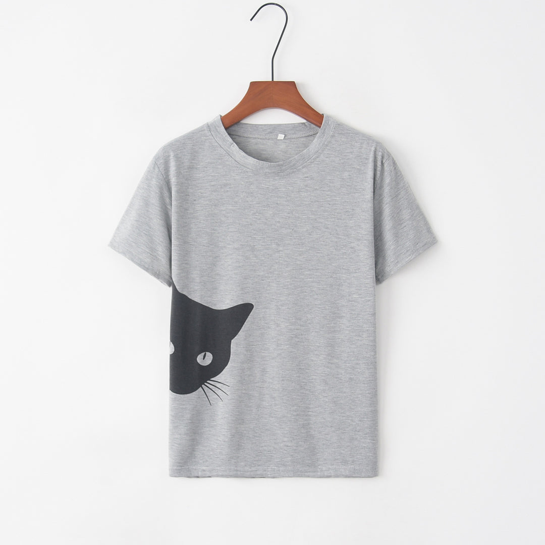 T-shirt femme avec design créatif de chat et coupe décontractée Chic & Stil