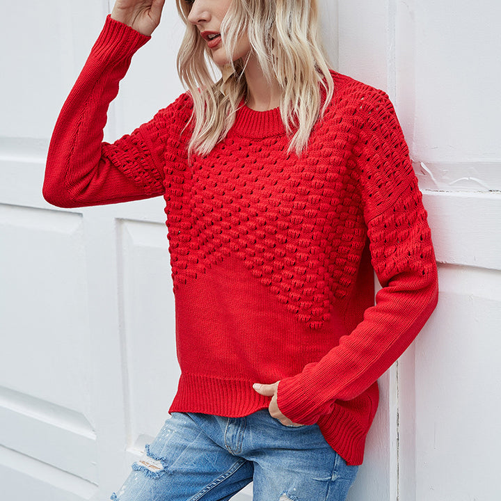 Women thick knit striped sweater with textured design Lune London