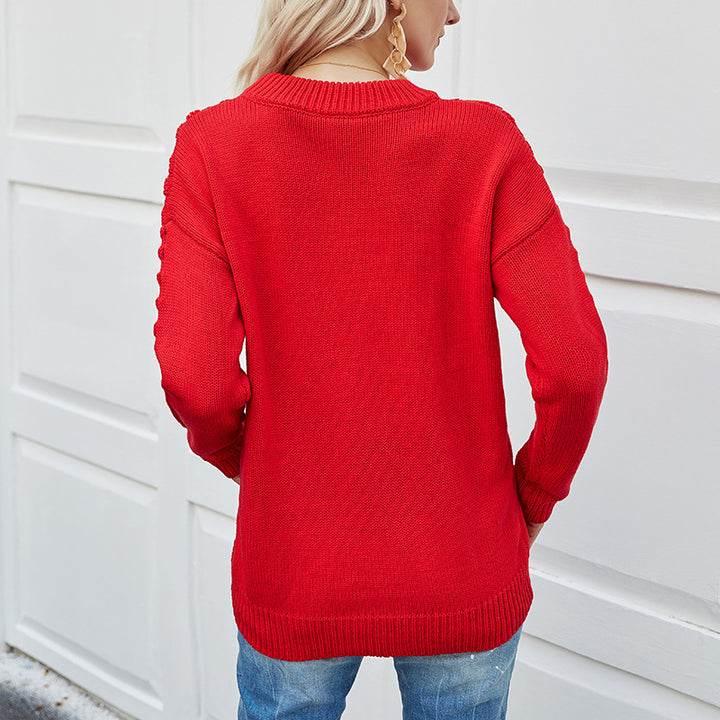 Women thick knit striped sweater with textured design Lune London