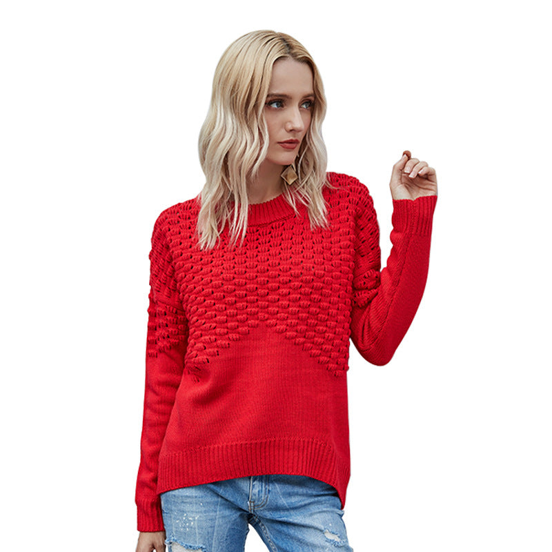 Women thick knit striped sweater with textured design Lune London