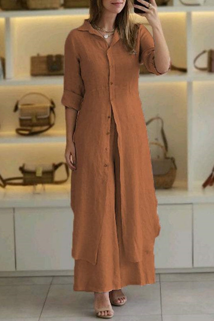 Lune London | Casual Solid Buttons Shirt Collar Long Sleeve Two Pieces - 7 Colors