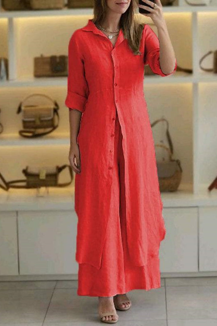 Lune London | Casual Solid Buttons Shirt Collar Long Sleeve Two Pieces - 7 Colors