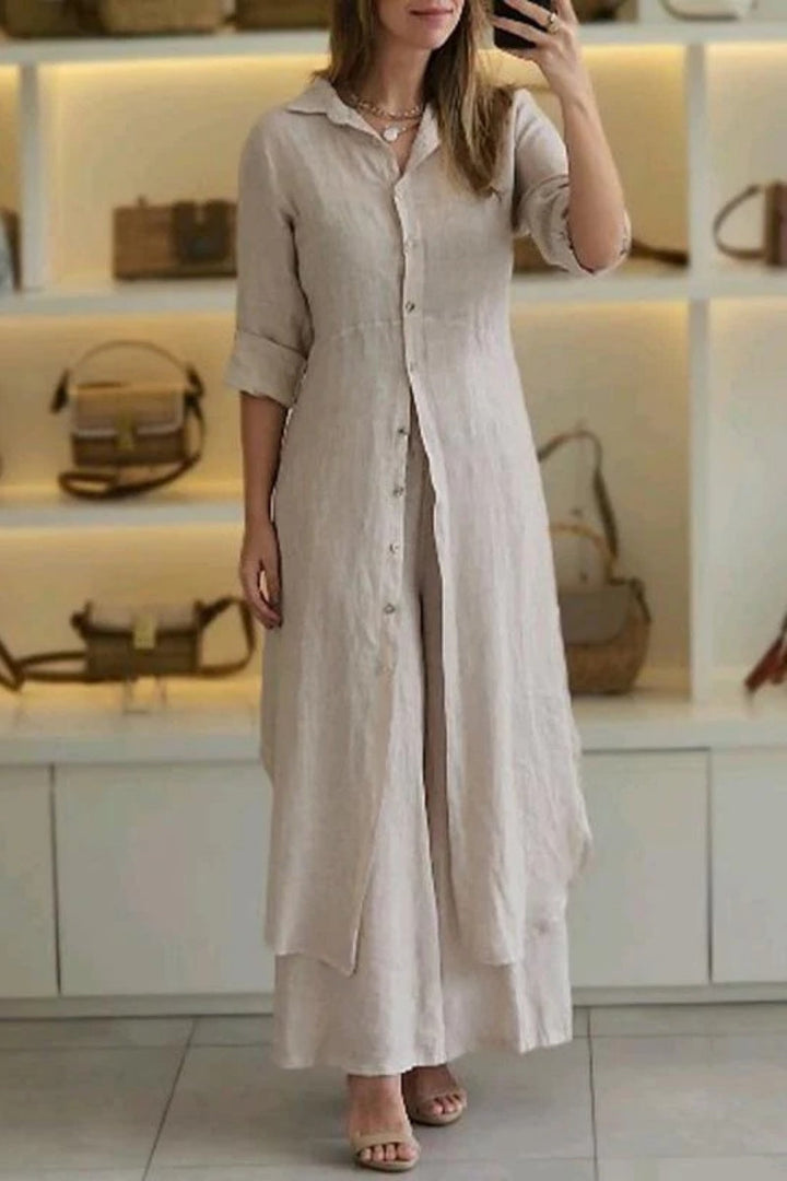 Lune London | Casual Solid Buttons Shirt Collar Long Sleeve Two Pieces - 7 Colors