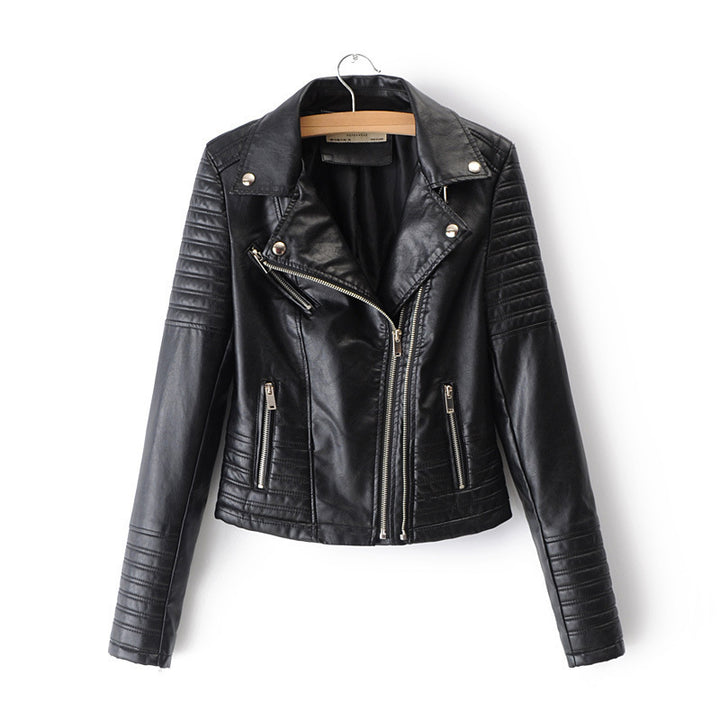 Synthetic leather jacket for women with quilted details and a slim fit Lune London