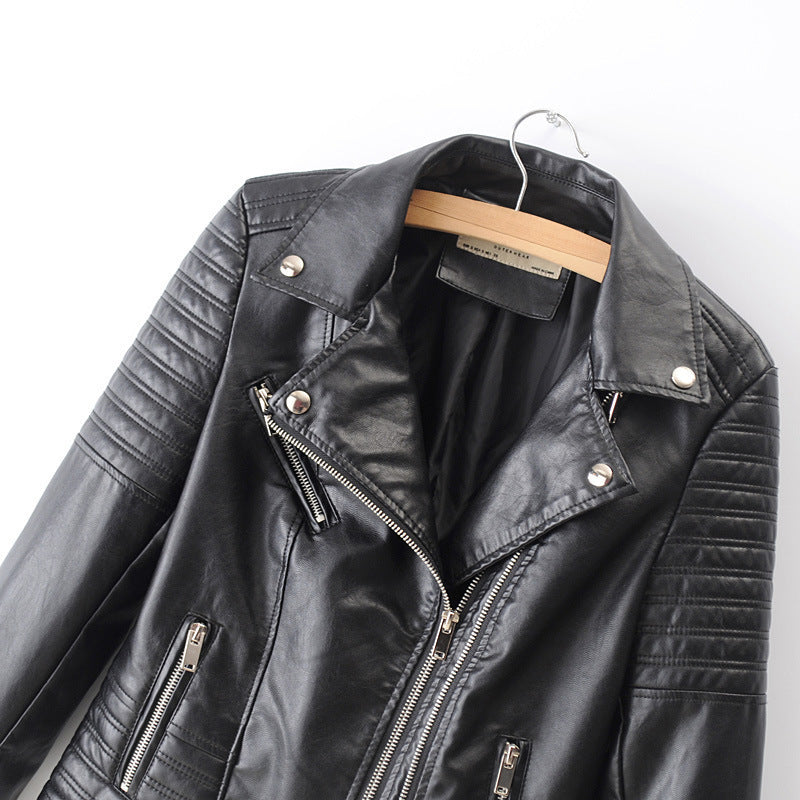 Synthetic leather jacket for women with quilted details and a slim fit Lune London