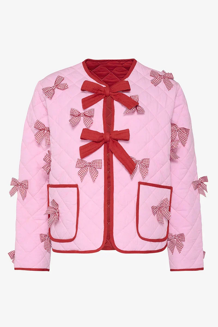 Lune London | Daily Solid Pocket Bow Decor O-Neck Outerwear