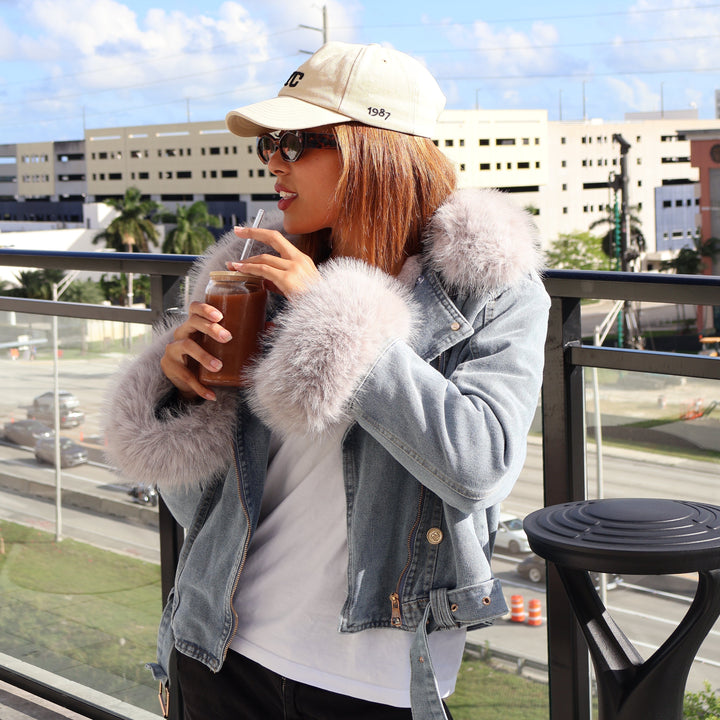 Lune London | Denim Jacket with Faux Fur Collar