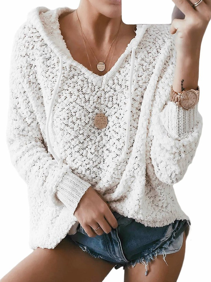 Pull en tricot décontracté pour femmes avec capuche et structure aérienne Chic & Stil