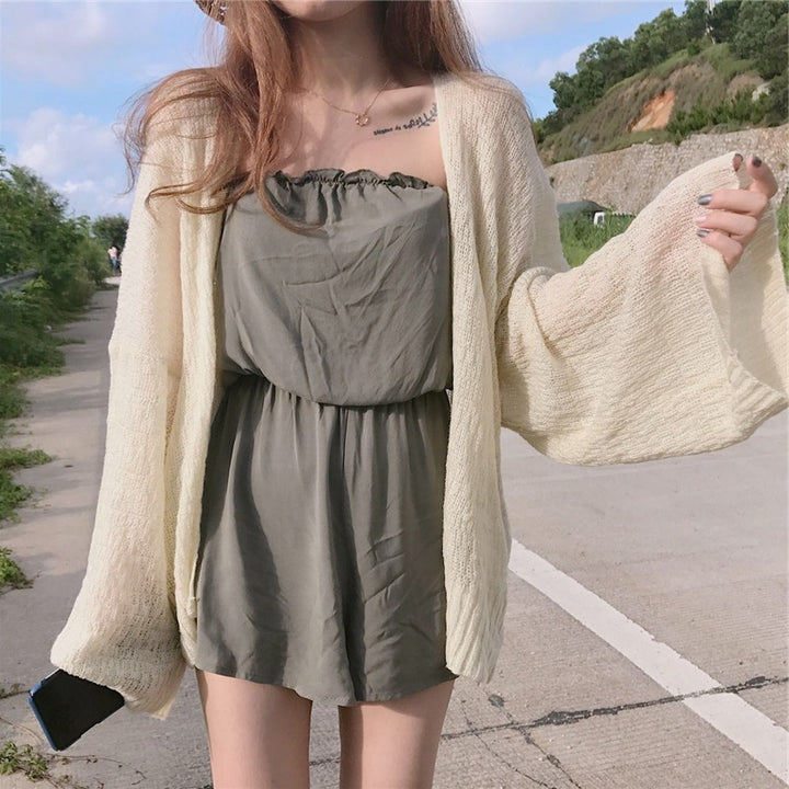 Casual striped dress for women with elastic top and flared skirt Lune London