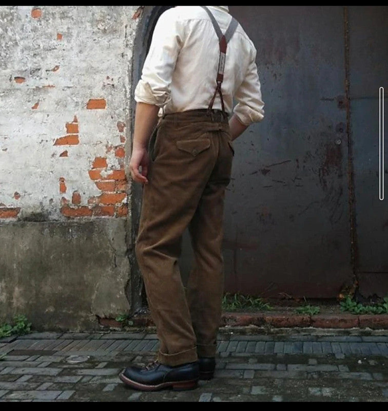 Men’s High-Quality Pleated Trousers with Adjustable Suspenders | Lune London