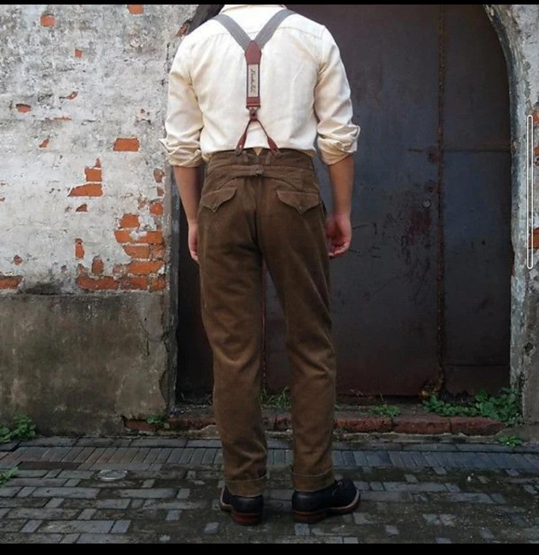 Men’s High-Quality Pleated Trousers with Adjustable Suspenders | Lune London
