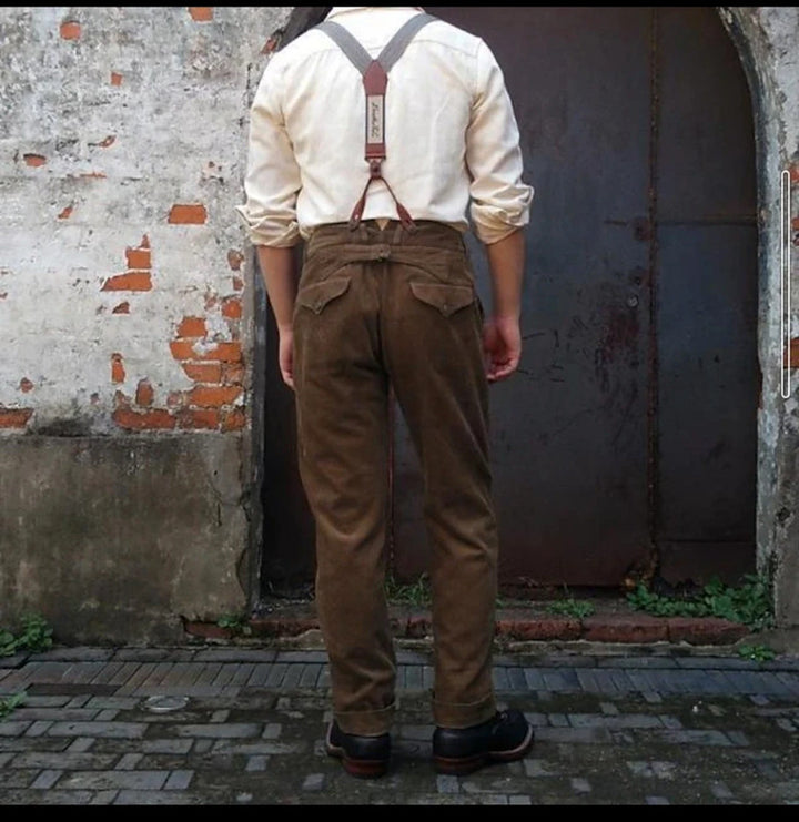 Men’s High-Quality Pleated Trousers with Adjustable Suspenders | Lune London