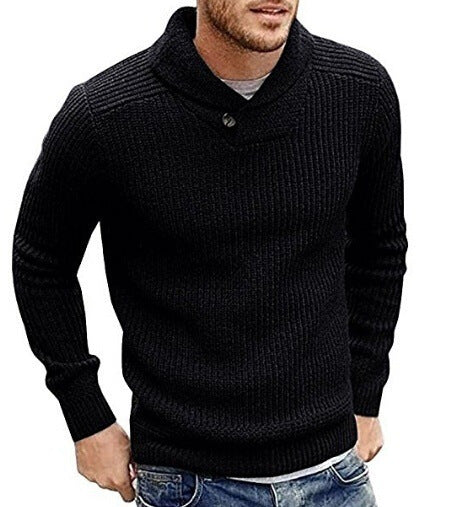 Chunky knit turtleneck sweater for men with button details Lune London