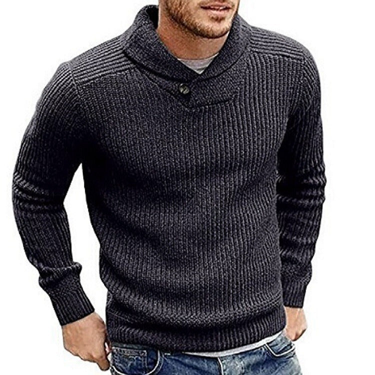 Chunky knit turtleneck sweater for men with button details Lune London