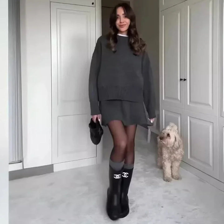 Lune London | Knitted Set - Oversized Sweater & Mini Skirt - Autumn Outfit