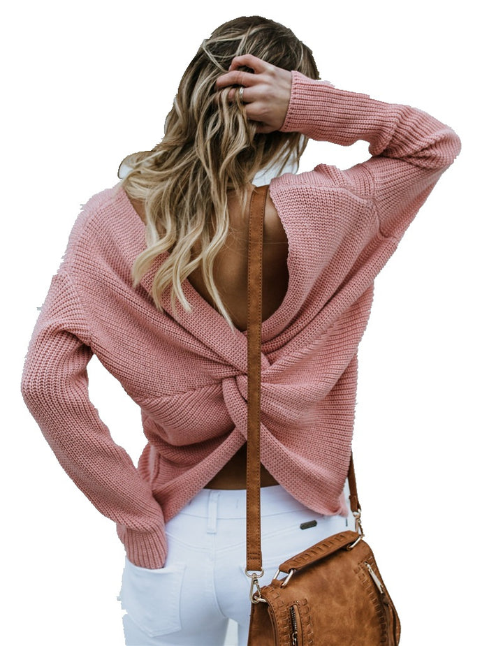 Casual knit sweater for women with a plunging back detail and an oversized cut Lune London