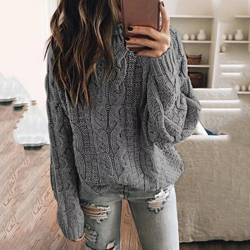 Women Thick Knit Sweater with Trendy Cable Design Lune London