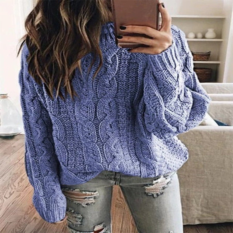 Women Thick Knit Sweater with Trendy Cable Design Lune London