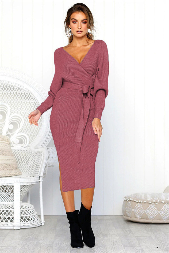 Elegant wrap dresses for women with a deep V-neckline and chic waist belt.
