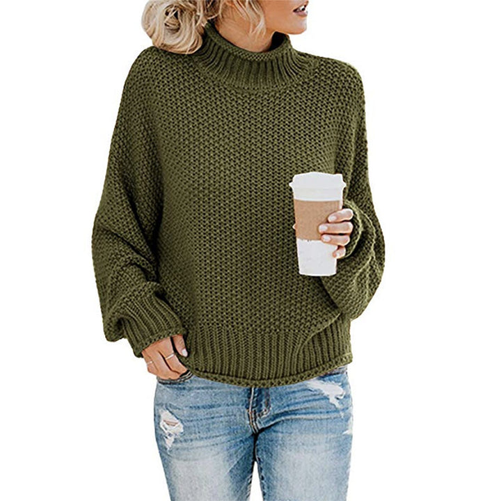Knitted sweater for women with high collar and loose fit Chic und Stil
