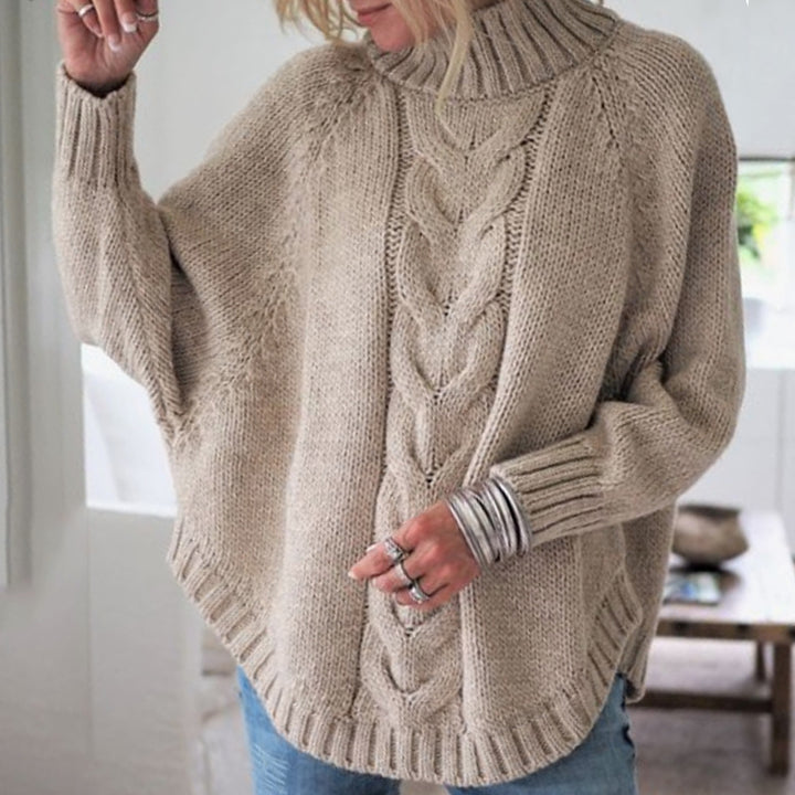 Pull femme en grosse maille avec col roulé et motif torsadé Lune London